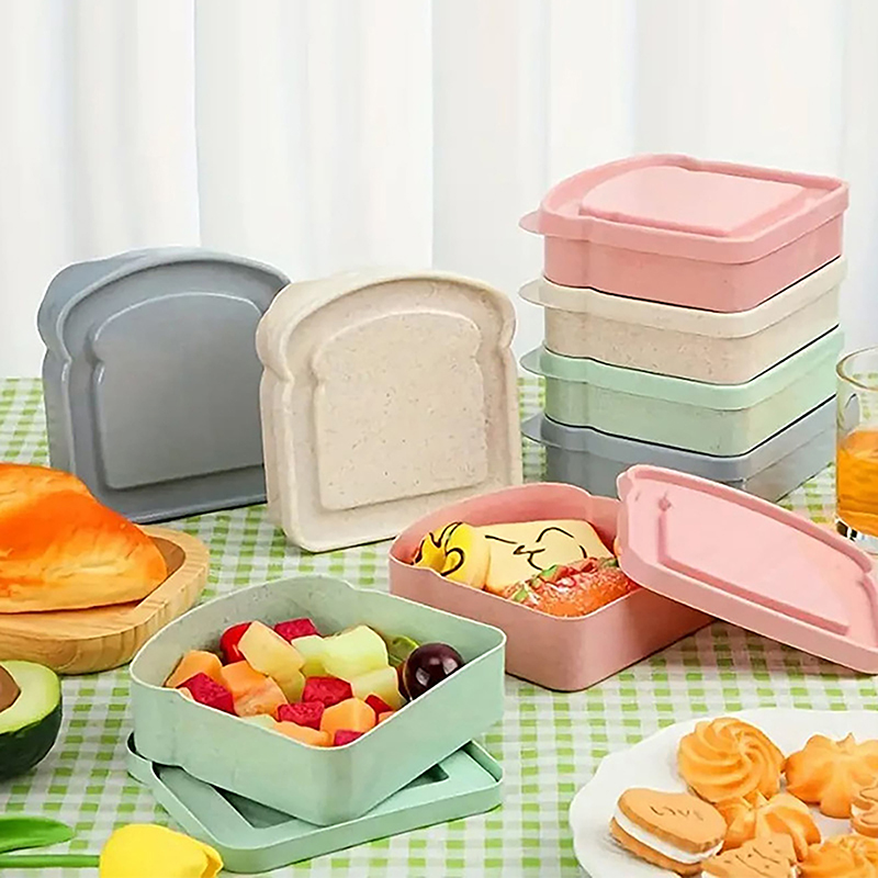 Lunch Toast Sandwich Carrying Box Multi Color Large Capacity Office Worker Plastic Bento Case Easy Clean Lightweight Portable.