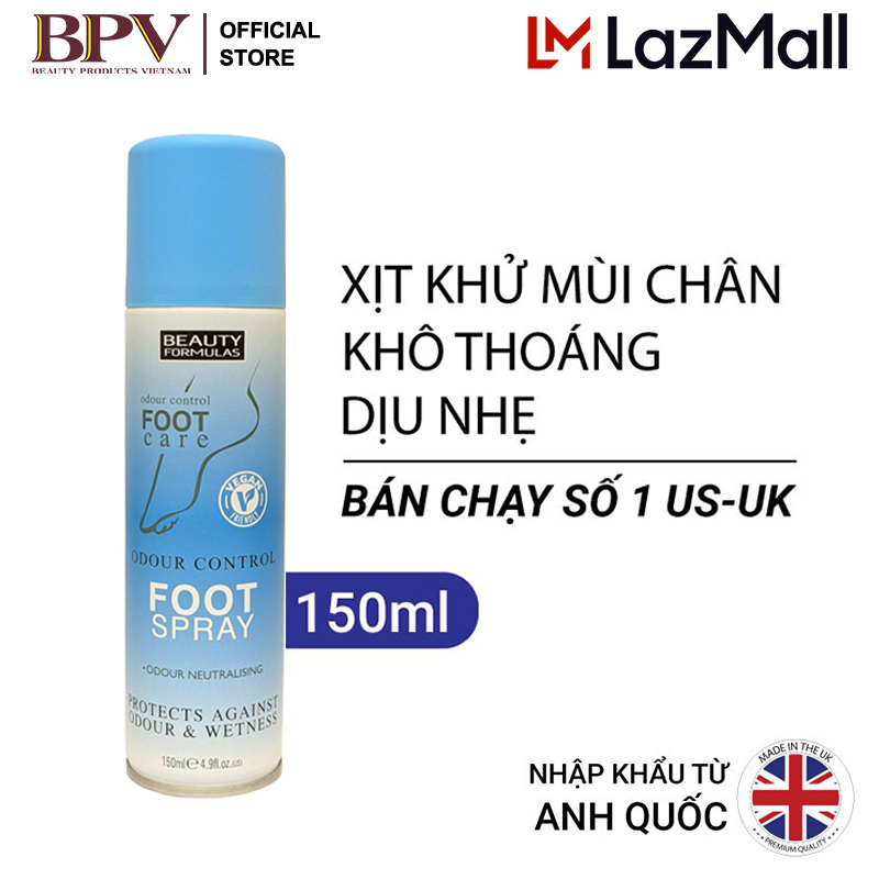 Xịt Khử Mùi Chân Beauty Formulas 150ml - UK Anh Quốc