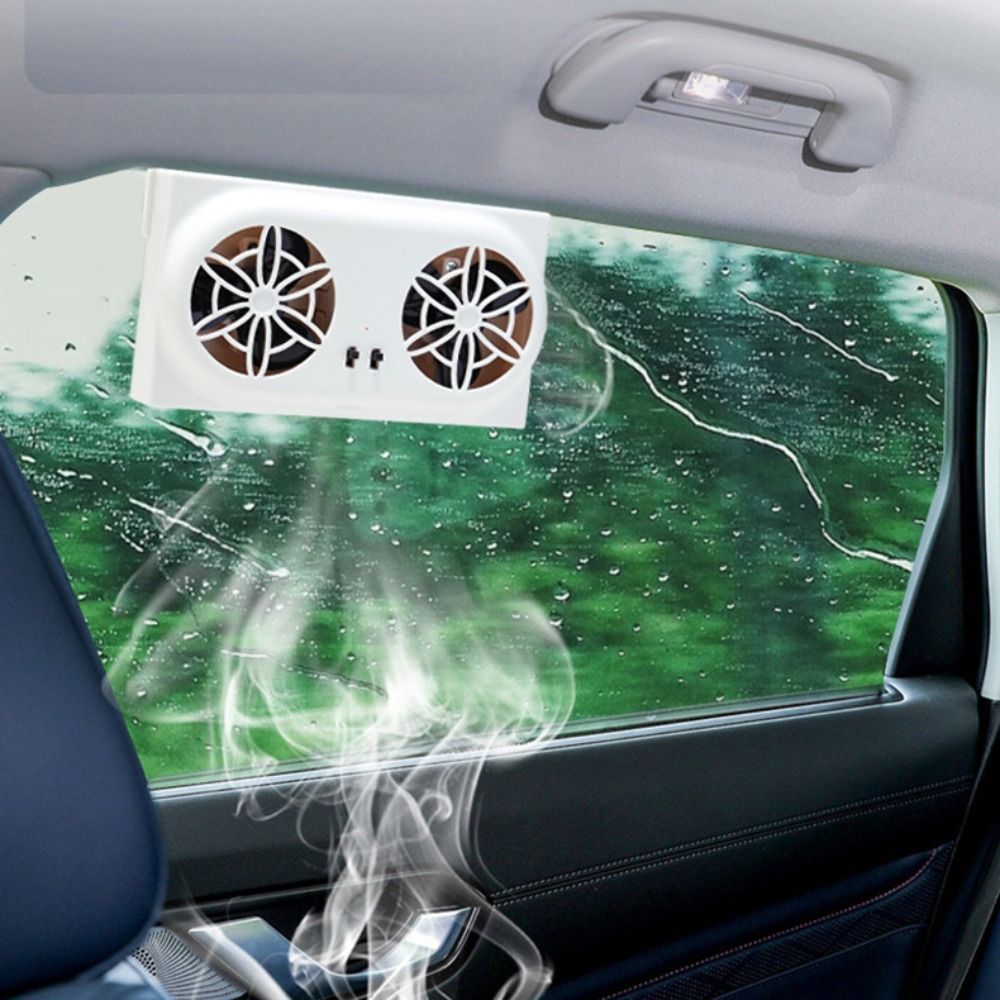 Auto Cooler Solar Panel Car Window Fan Charging Dual Fans Car Exhaust ...