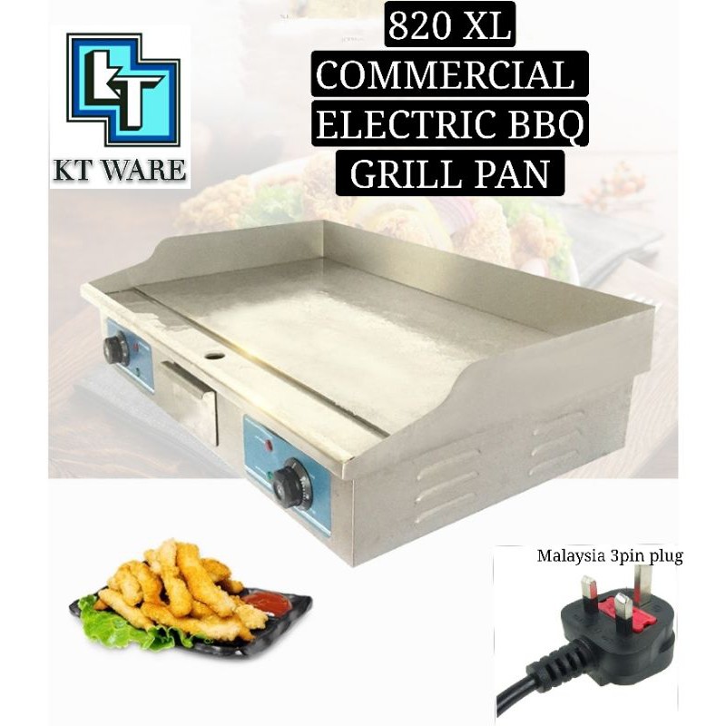 KT WARE 820 Commercial Stainless Steel Electric Griddle Desktop BBQ Griddle  Western Burger Flat Plate Griddle Dapur