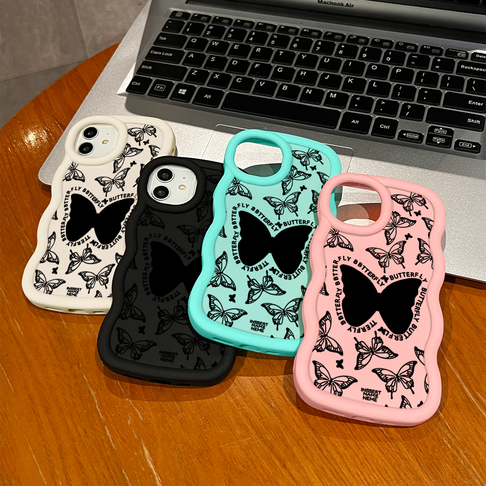 Jizetin for OPPO A3 Pro A3 A3X 4G 5G Back Cover Black Butterfly Macaron