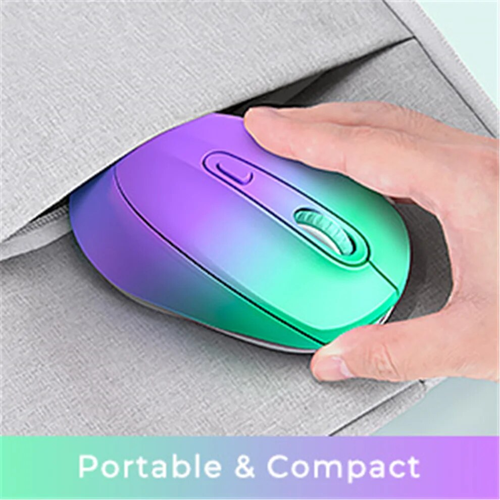 2.4G Wireless Mouse,Rechargeable Mouse Quiet Click Mice with Colorful LED Lights,3 Level DPI Mouse for Laptop Computer