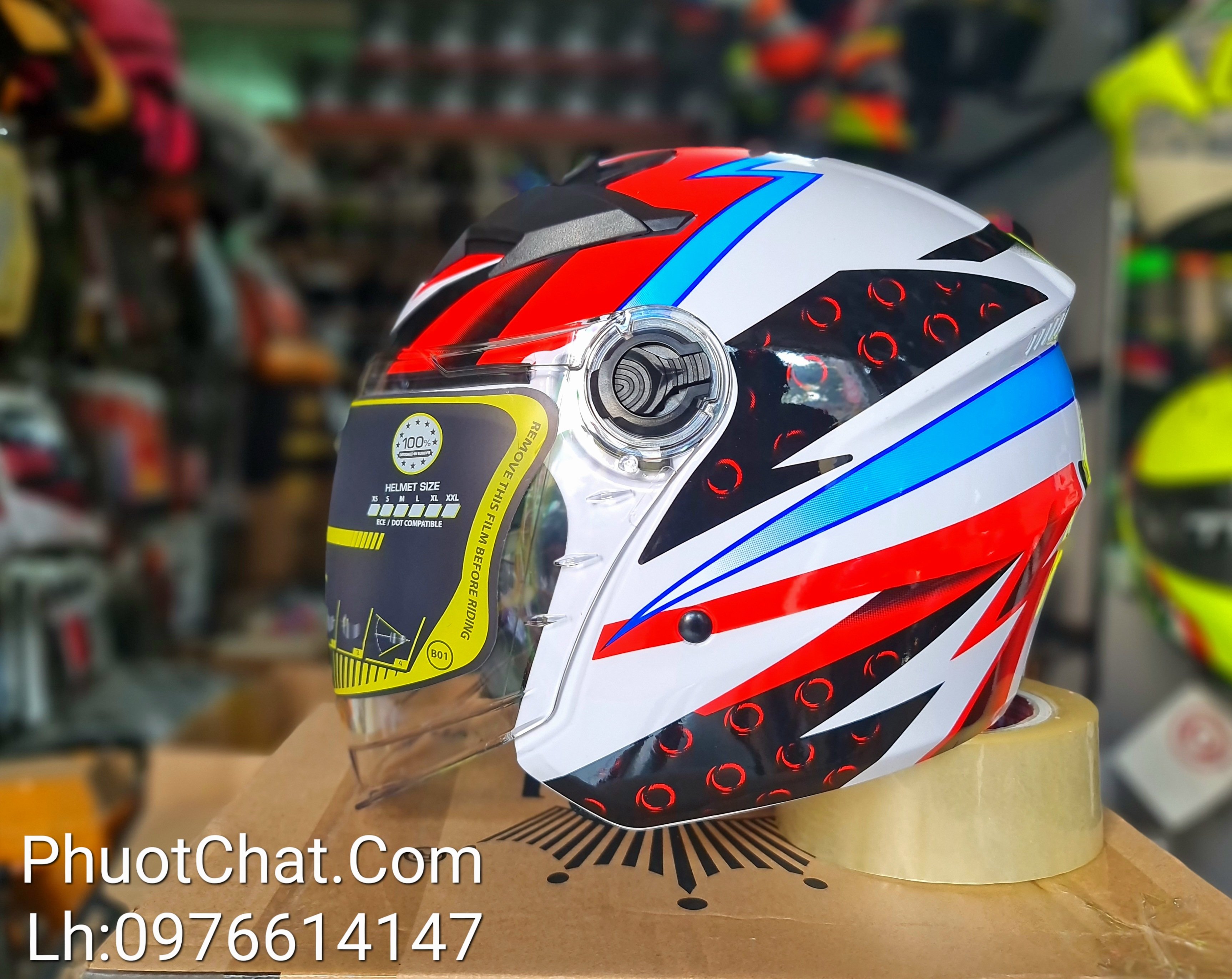 Nón bảo hiểm 3/4 2 kính M268 tem Dragon boy chính hãng cao cấp