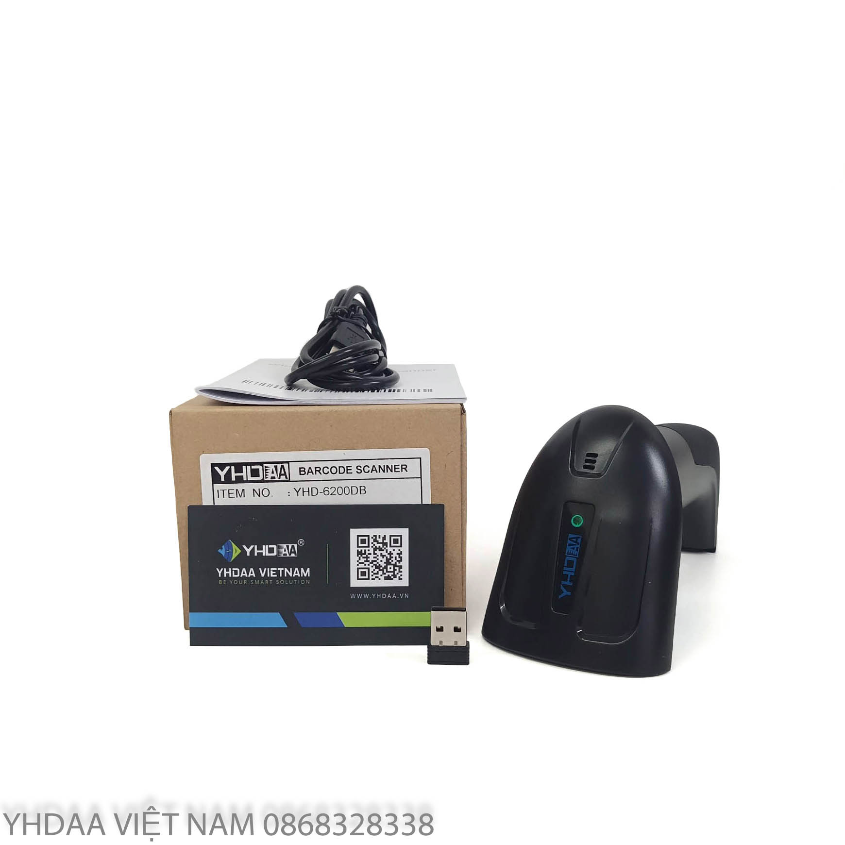 Máy quét mã vạch Bluetooth YHD 6200DB 2D, Máy đọc mã vạch Barcode(1D) Qrcode(2D) kết nối Bluetooth/ USB/ Có dây, Đầu đọc mã vạch 1D 2D dùng trên Điện thoại, Ipad, Máy tính, Laptop