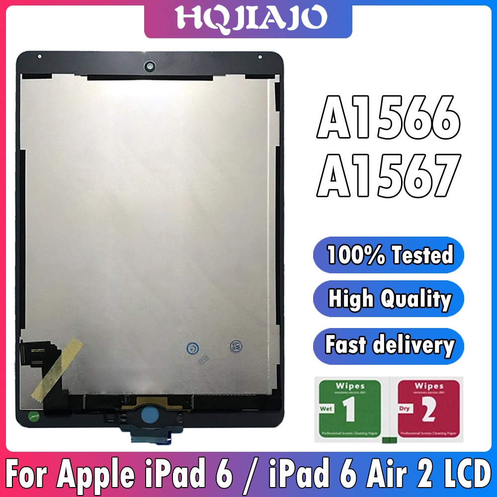 LCD Screen Digitizer Touch Assembly for iPad Air 2 2ND, for Pad 6 A1567  A1566 Black LED - China Touch Assembly for iPad Air 2 and LCD Screen  Digitizer for iPad Air