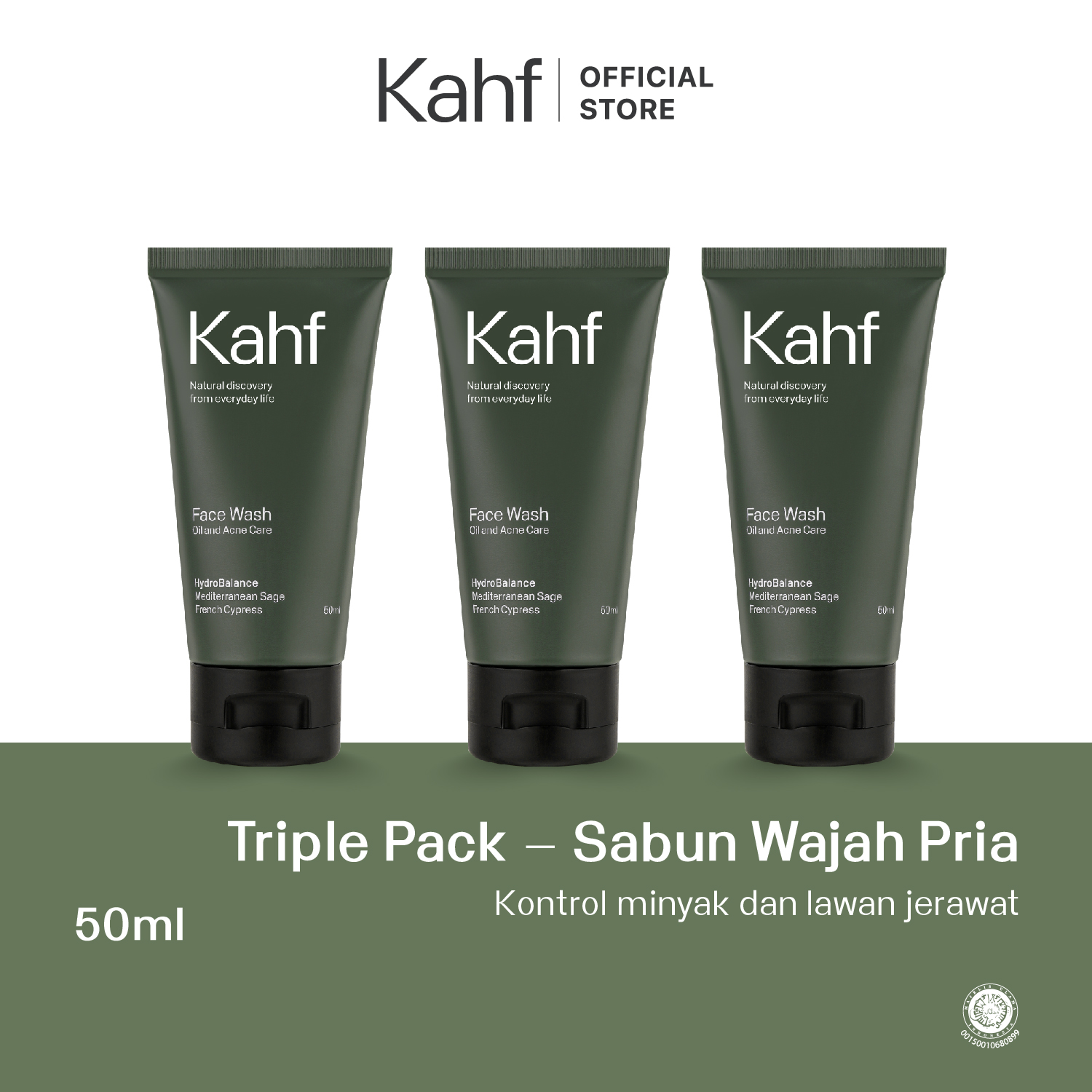 Kahf Oil and Acne Care Face Wash 50 ml Triple Pack - Sabun Pembersih ...