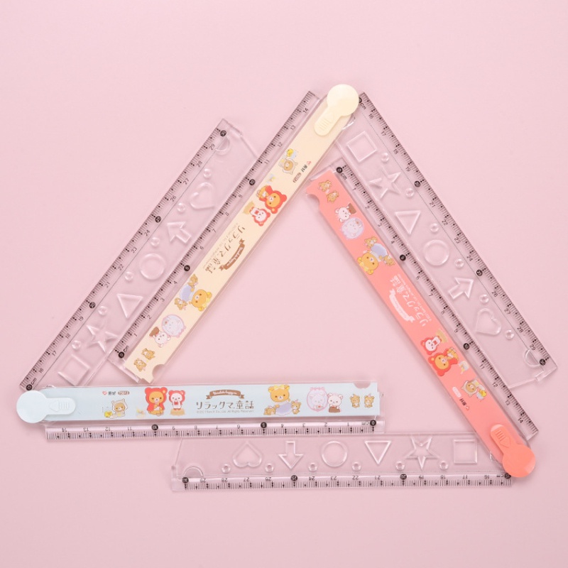Cartoon Bear Multi-function Folding Ruler 30 Cm Transparent Scale Drawing Ruler Student Stationery Supplies