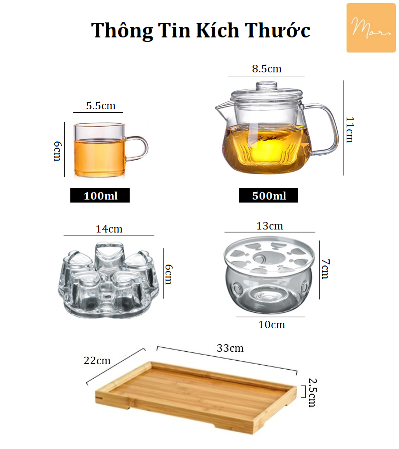 Bộ ấm trà thủy tinh chịu nhiệt - 500ml