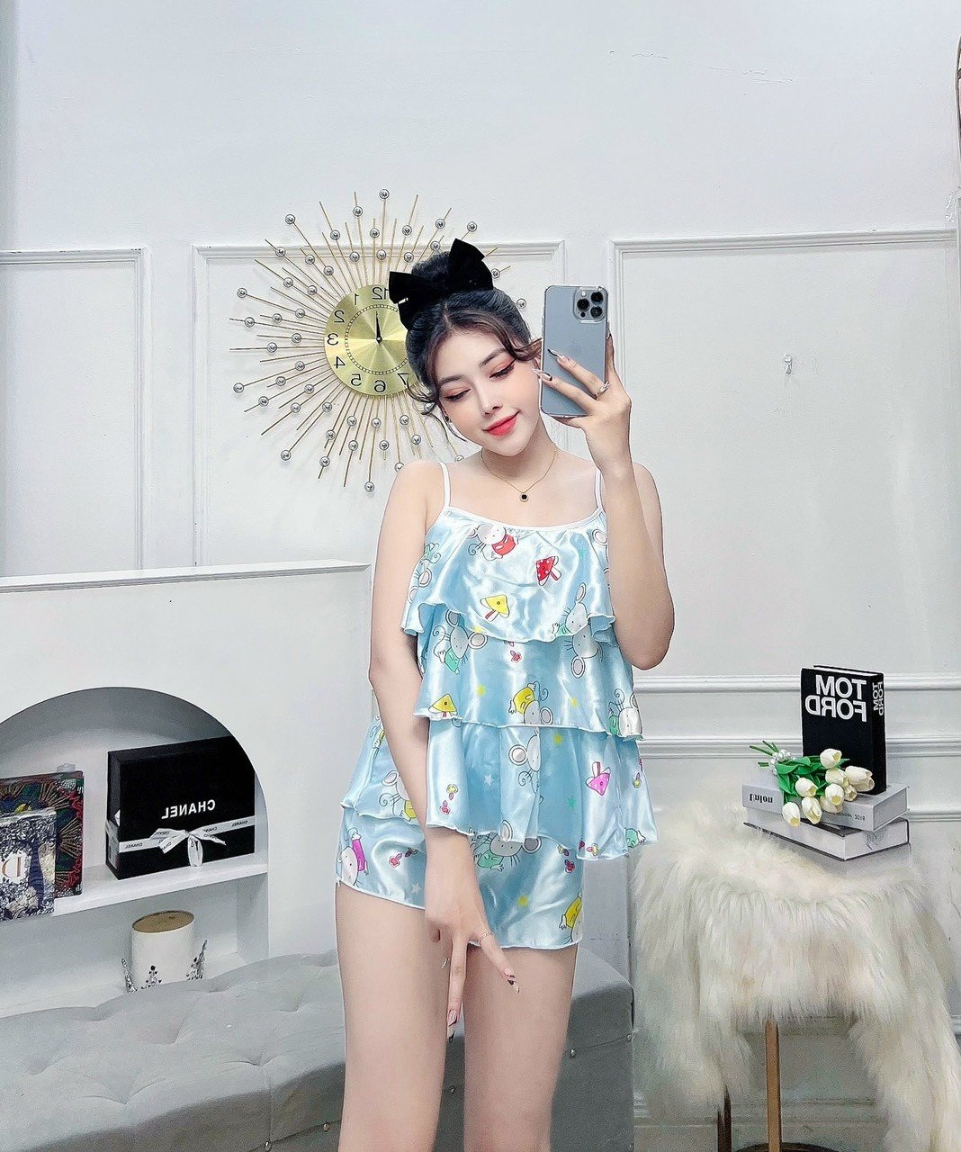 Bộ đồ đùi 2 dây phối tầng xinh quá