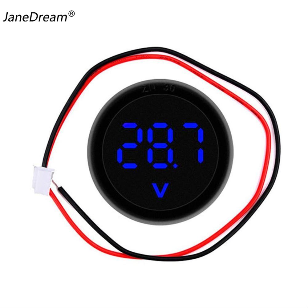 JaneDream LED Digital Display Circular Two-wire Voltmeter DC Digital Voltmeter Head Display Reverse Connection Protection DC 4-100V