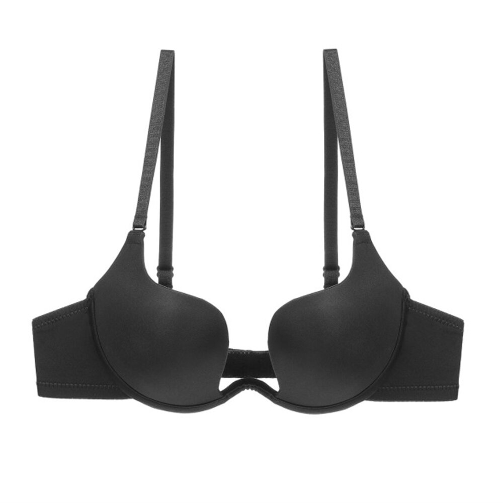Women's cotton bra plus size push up larger chest lace bra black