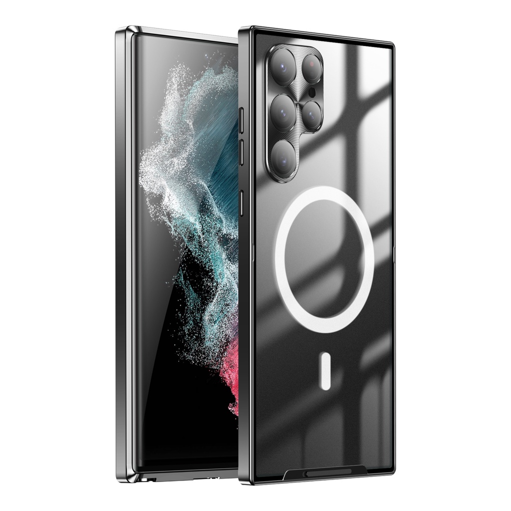 Nóng bán●ốp điện thoại topewon mặt kính viền kim loại từ tính thích hợp cho samsung galaxy s22 s21 ultra 5g s20 fe note 20 ultra