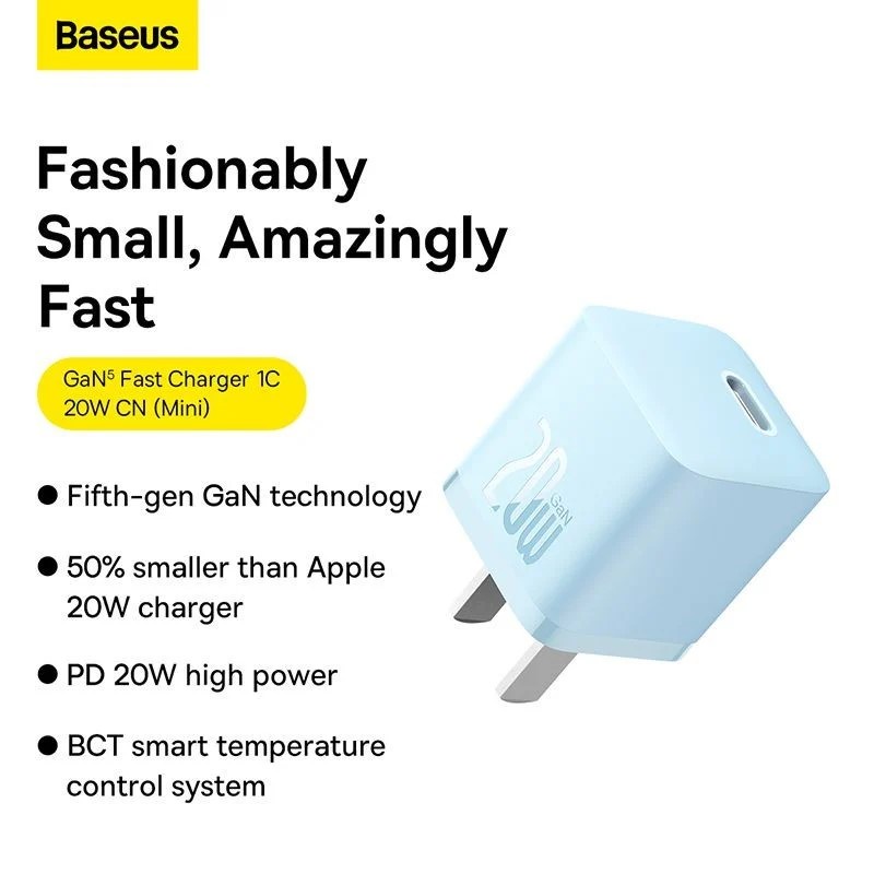 Củ Sạc Nhanh Baseus PD 20w GaN5 1C Cho i13 12 Pro Max