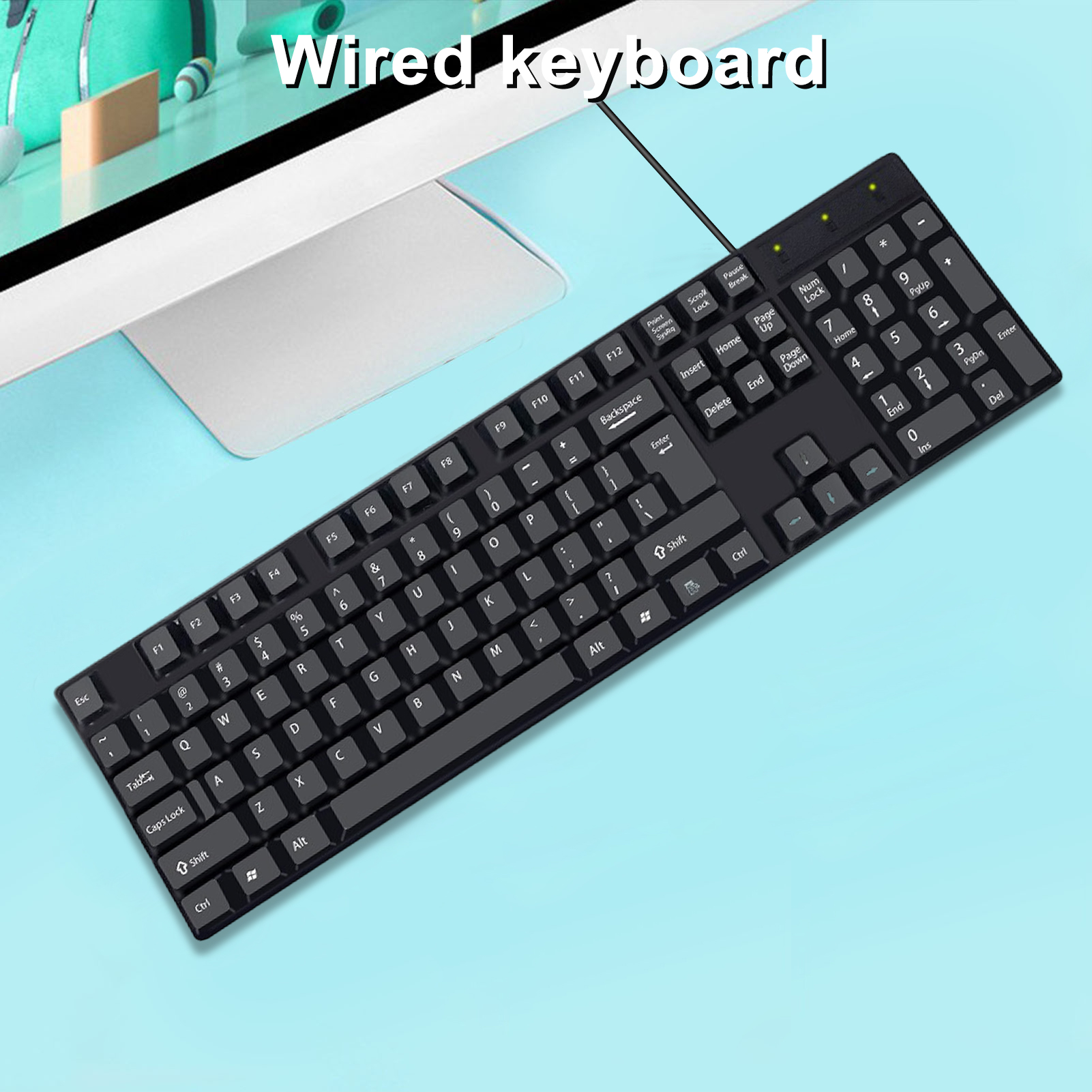 Valeriee Pc Wired Keyboard Usb Wired Keyboard Silent Ergonomic Usb Keyboard for Windows Mac Full Size 104 Keys for Office Pc K1800 Wired Keyboard