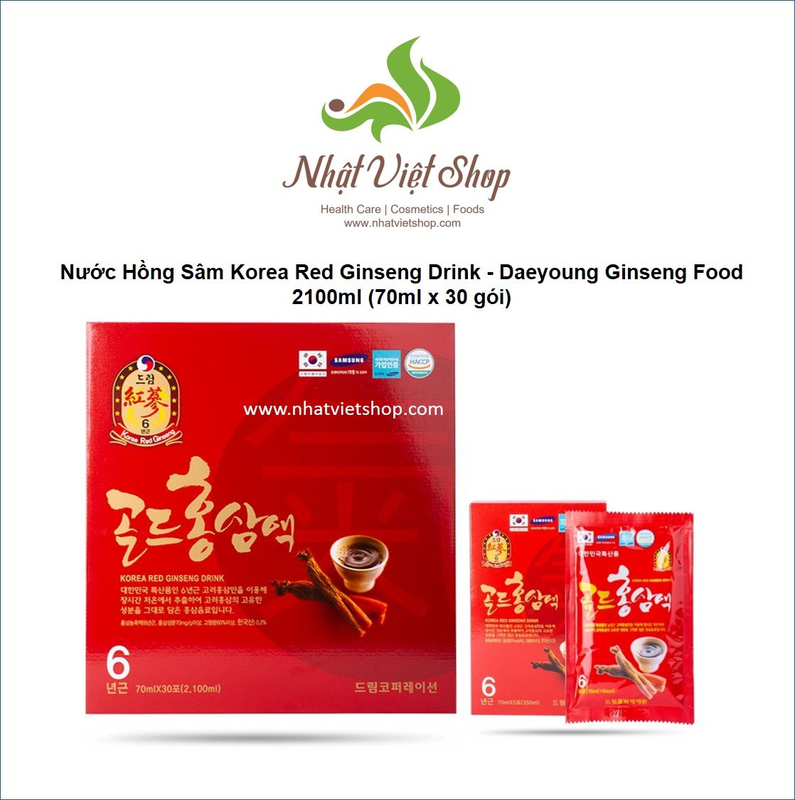 Nước Hồng Sâm Daeyoung Korea Red Ginseng Drink 2100ml (70ml x 30 gói)