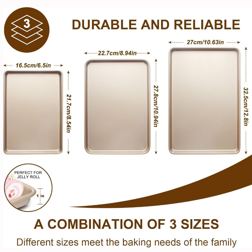 Gold%209/11/13inch%20Oven%20Baking%20Pan%20Nonstick%20Carbon%20Steel%20Bread%20Tray%20Rectangle%20Bakeware%20Pans%20-%20Image%202