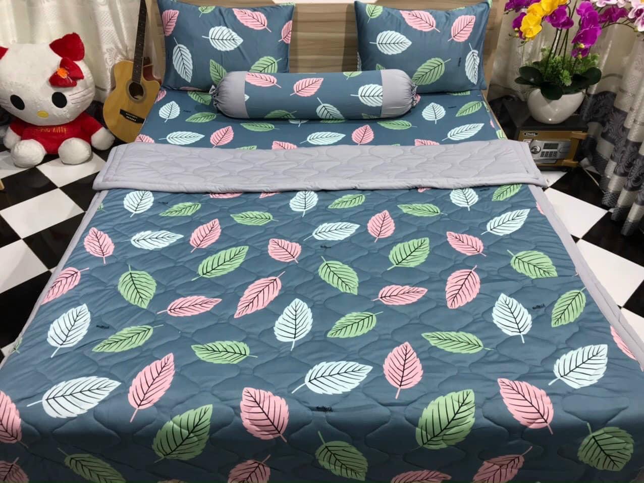 BỘ DRAP GA THUN HQ (LÁ PHỐI MỚI) CHẤT ĐẸP