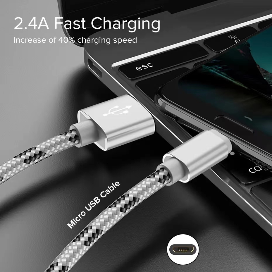 2.4A Micro USB cáp sạc sạc nhanh Nylon Dây cáp truyền dữ liệu cáp điện thoại cho Oppo Vivo