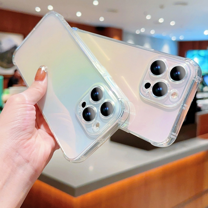 ALIGO Camera Protection Shockproof Clear Phone Case Cover Blue Light Gradient For iPhone 15 Plus 14 13 12 Pro Max fori iPhone 11