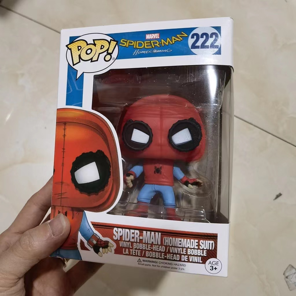 FUNKO POP 222 Marvel Spider Man Peter Parker Home Coming Homemade Suit Action Figures Collection Model Toys for Children Birthday gifts 9Cm Homecoming Suit Figure Oem Marvel Collectible Lazada Lazada ...