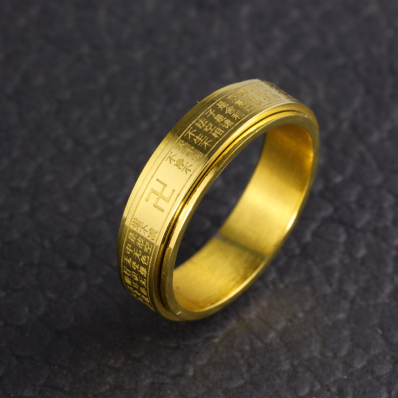 Sale】Rotating Ring Men's Ten Thousand Characters Ring Women's Heart ...