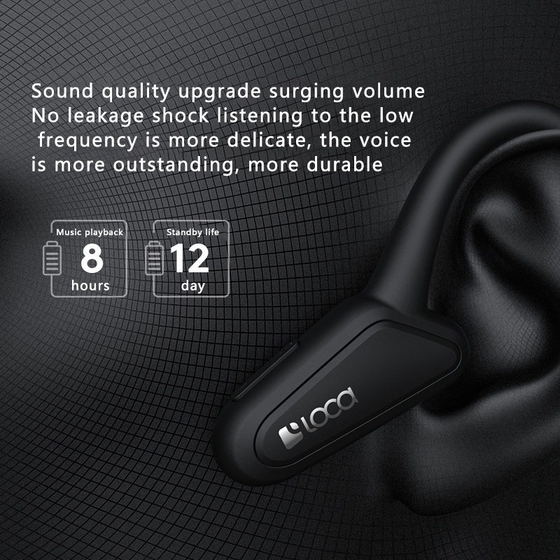 LOCA Z2 Bone Conduction Bluetooth Headset, Ipx4 Waterproof Wireless Bluetooth Headset for Running, Traveling