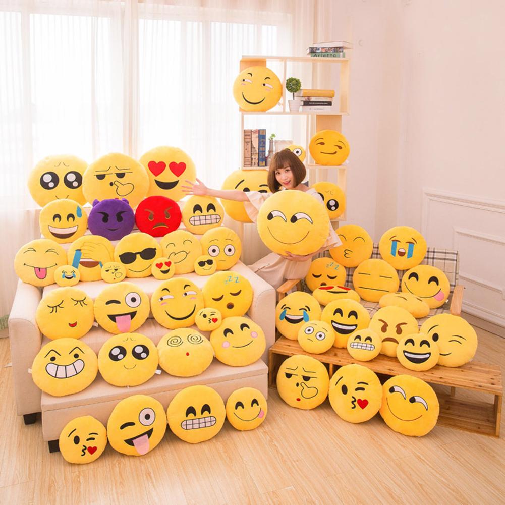Hittime 15CM Soft Emoji Yellow Round Cushion Emoticon Stuffed Plush Toy Pillow #253729. 