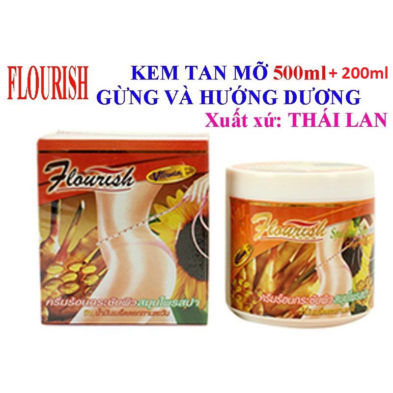 Hcm - kem tan mỡ bụng gừng ớt flourish 500+200ml thái lan