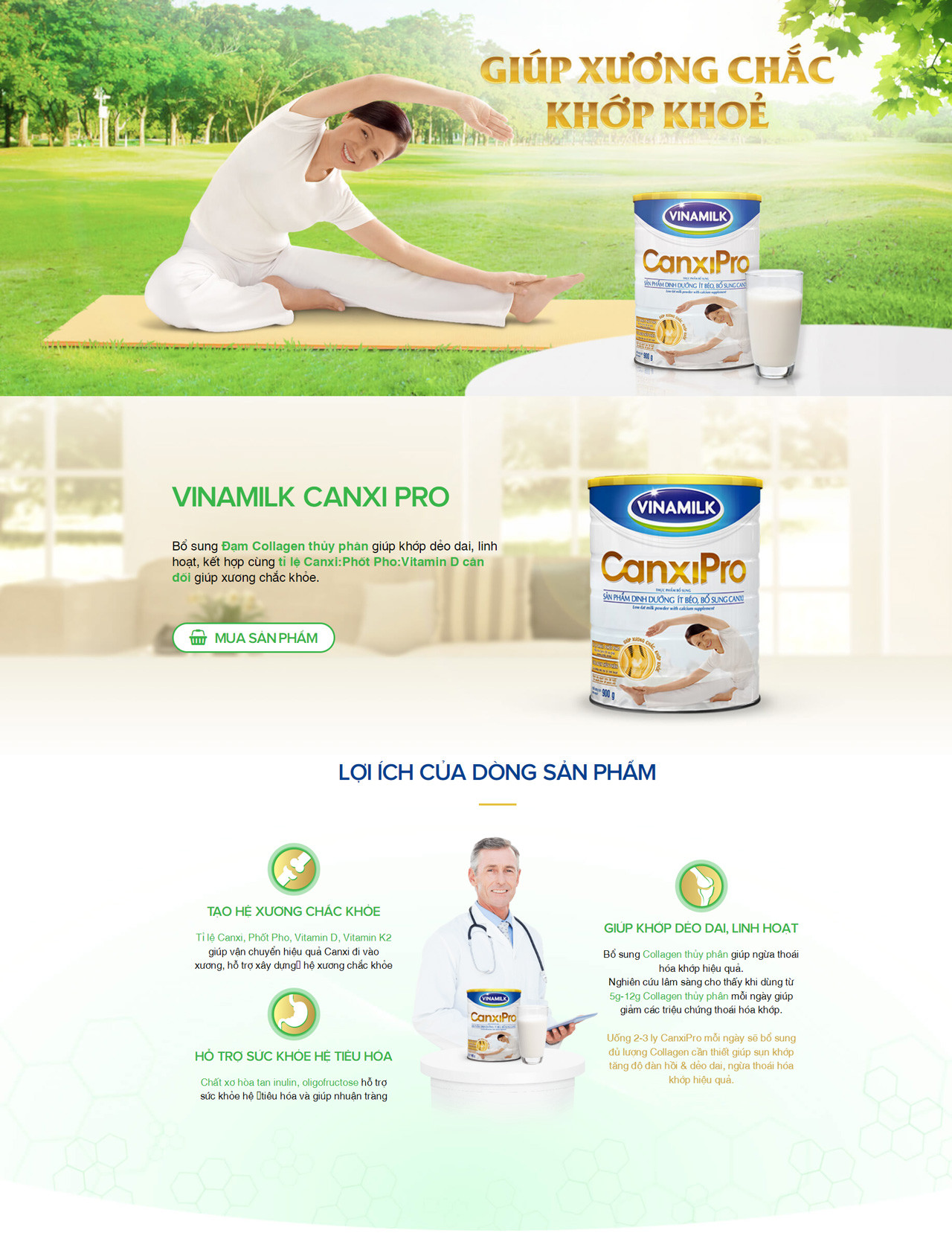 (HSD T10-2027) (Mẫu Mới) Sữa Bột Vinamilk Canxi Pro Hộp 400g/ 900g.