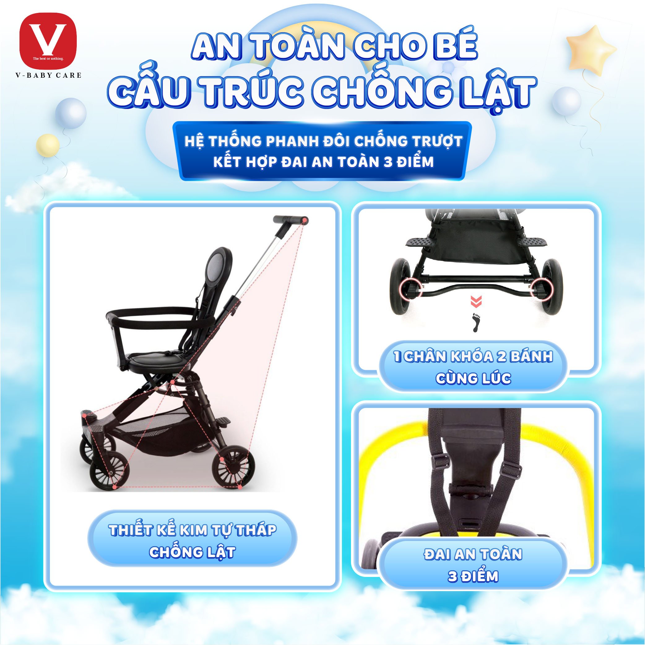 Xe đẩy gấp gọn đảo chiều Q1