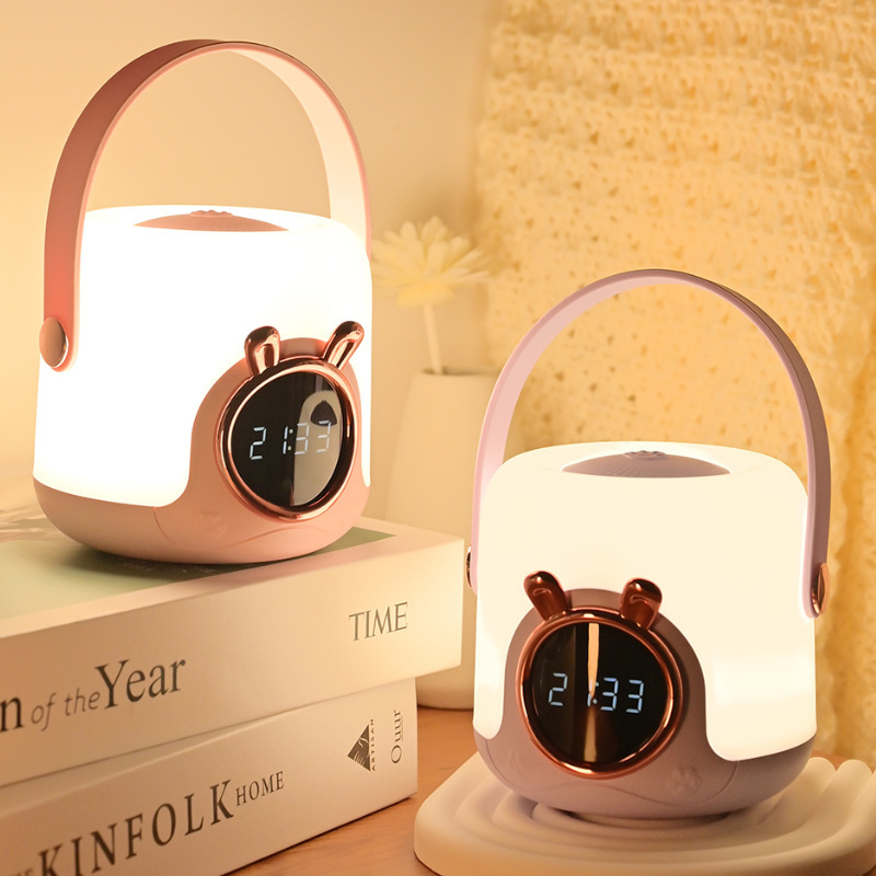 Night light ABS portable clock light home intelligent remote control USB charging digital display alarm clock eye protection atmosphere night light