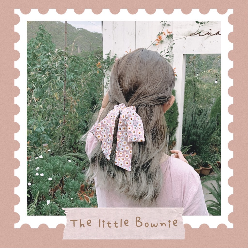 Cột tóc vải nơ hoa Ribbon Scrunchie The little Bownie