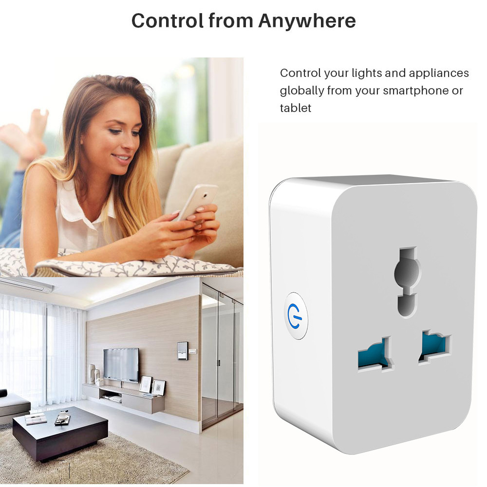 E Life Smart Store Tuya Smart Plug WiFi+Bluetooth Universal Socket 10A 15A Multi-function Conversion Sockets WiFi Switch Timer Switch With Energy Monitoring Electrical Socket For Alexa Google Home