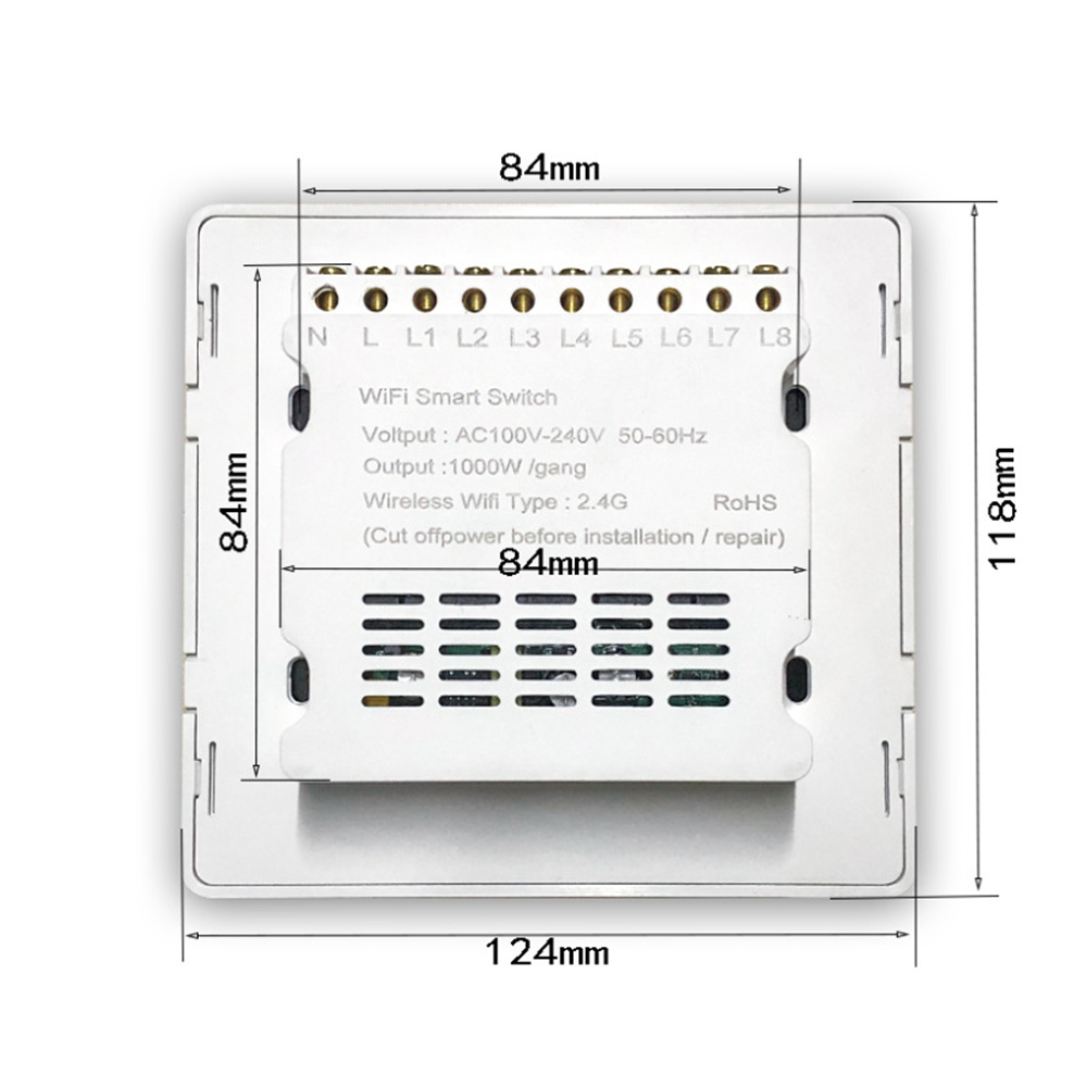 Etbao Doodle 124 đặc điểm kỹ thuật wifi công tắc thông minh không cháy dây công tắc cảm ứng ứng dụng có thể điều chỉnh đèn nền thông minh cảm ứng đa Bảng điều khiển