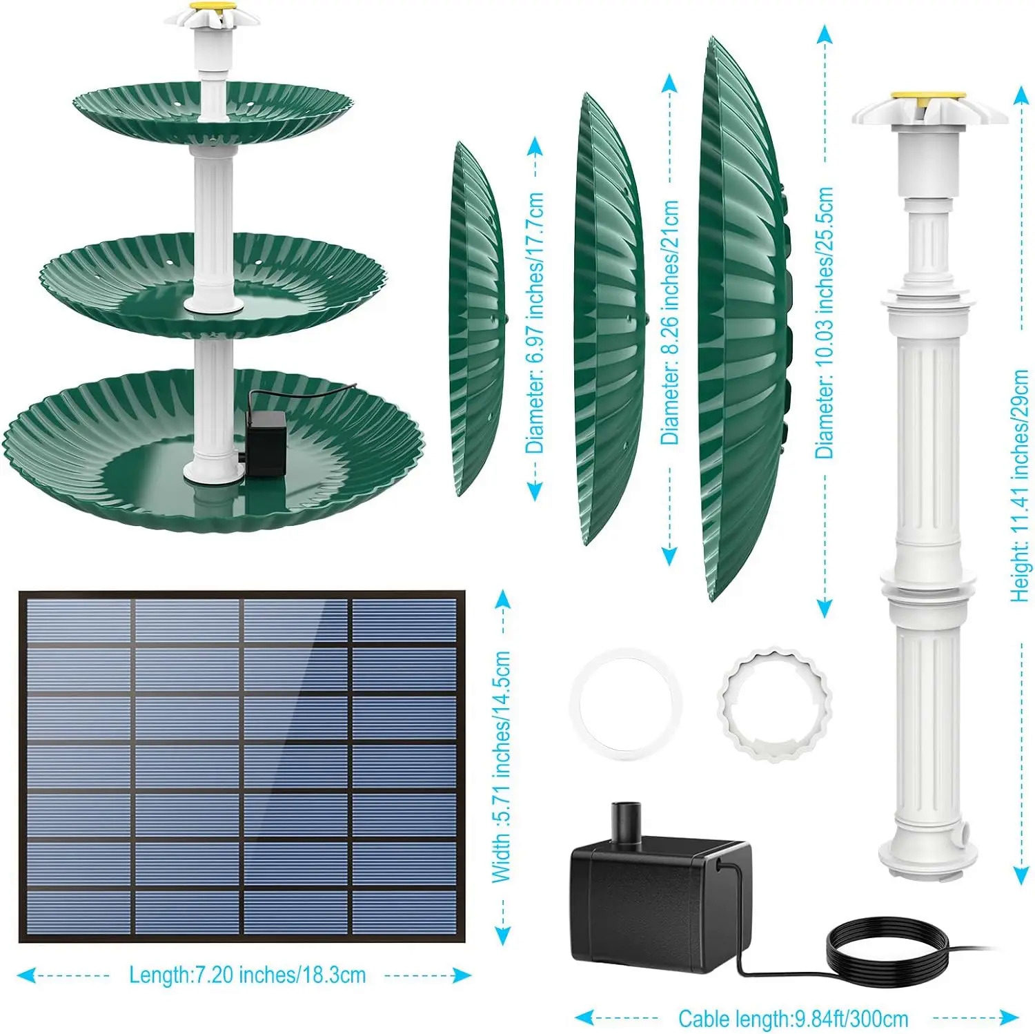 AISITIN 3 Tiered Bird Bath with 3.5W Solar Pump, DIY Solar Fountain ...