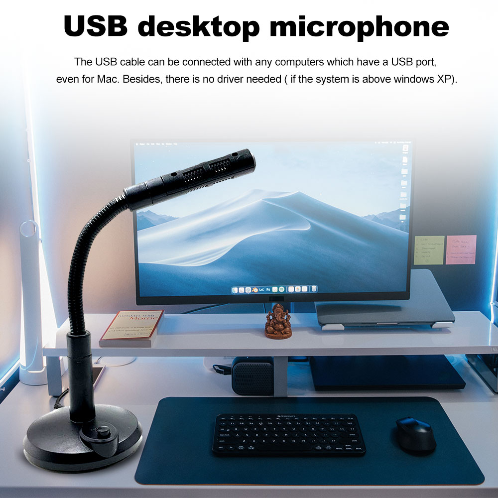 USB Computer Microphone USB Plug High Quality Noise Cancelling Recording Desktop Mic PC Laptop Online Chatting Live Streaming Gaming