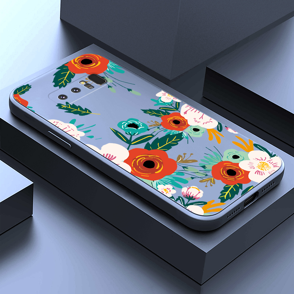 For Samsung Note8 Back Cover Flowers Print Phone Case Multicolor Liquid Silicone Mobile Cover. 
