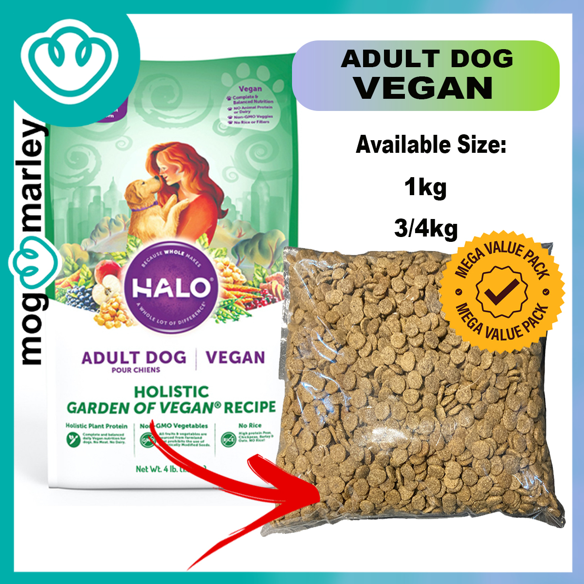 Halo Adult Dog Holistic Garden of Vegan Recipe Value Pack size Premium Dry Food mog and marley Lazada PH