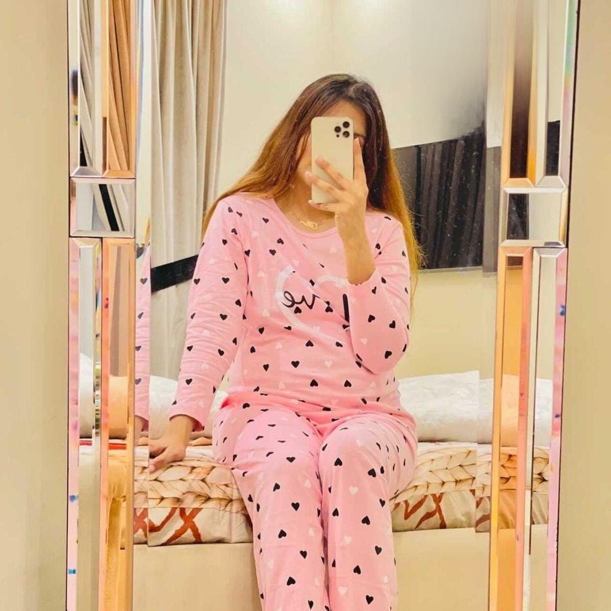 HERMAIN BANTVA purple Heart Printed Design Full Sleeves Round Neck Night Suit night wear night dress For Girls Womens Ladies night dress for girls
