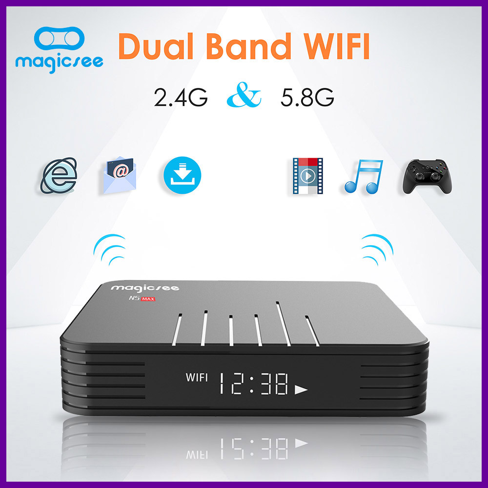 Android Tivi Box Magicsee N5 Max - Ram 4GB, Rom 32GB, Android 9.0 - Có Bản Rom ATV