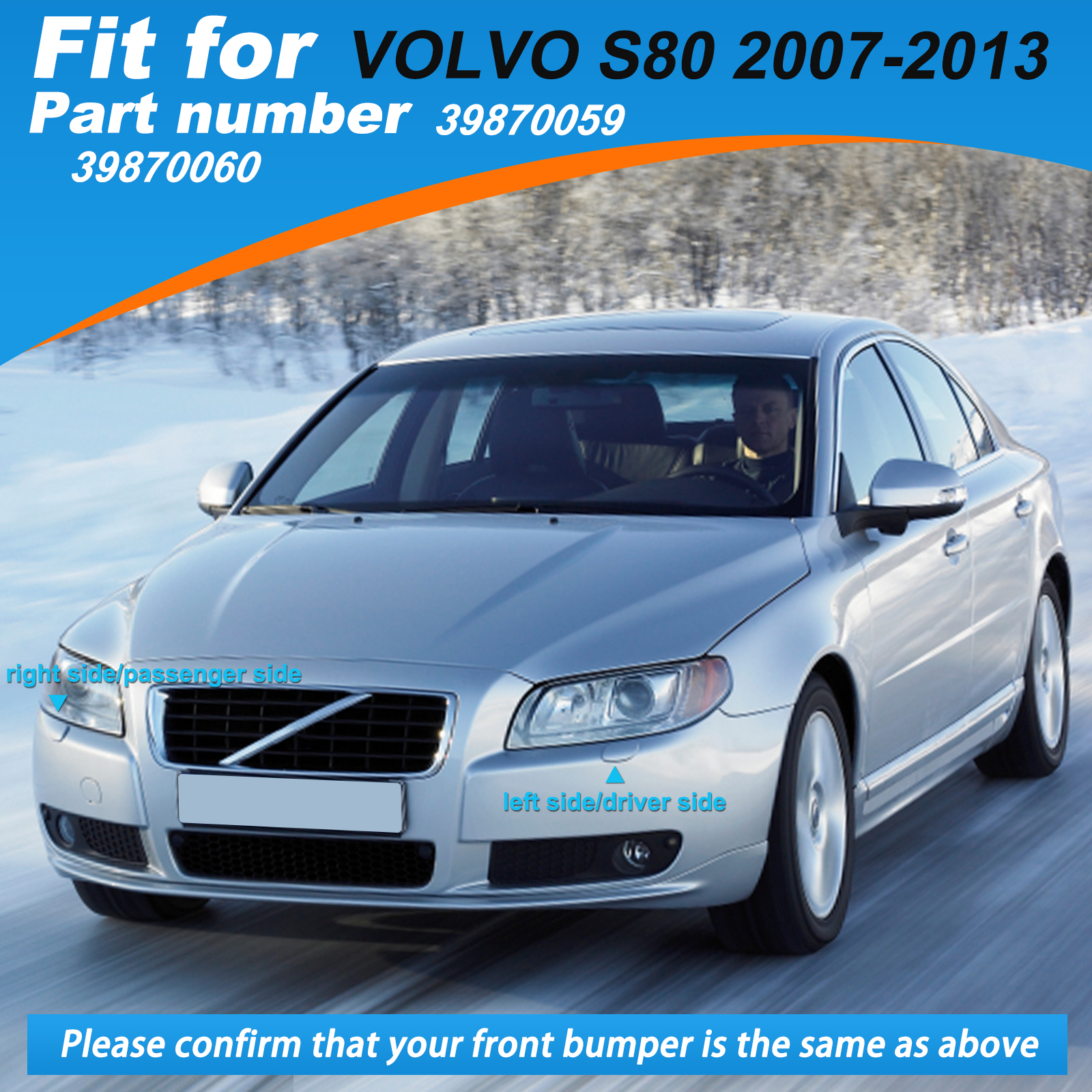 【Shop Now and Save】 front bumper headlight washer cover for Volvo S80 ...