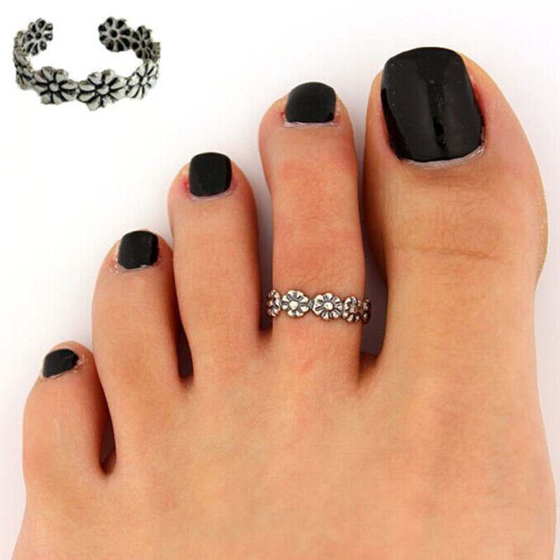 BAREN Women Elegant Adjustable 925 Silver Plated Toe Ring Foot Jewelry Beach Jewelry