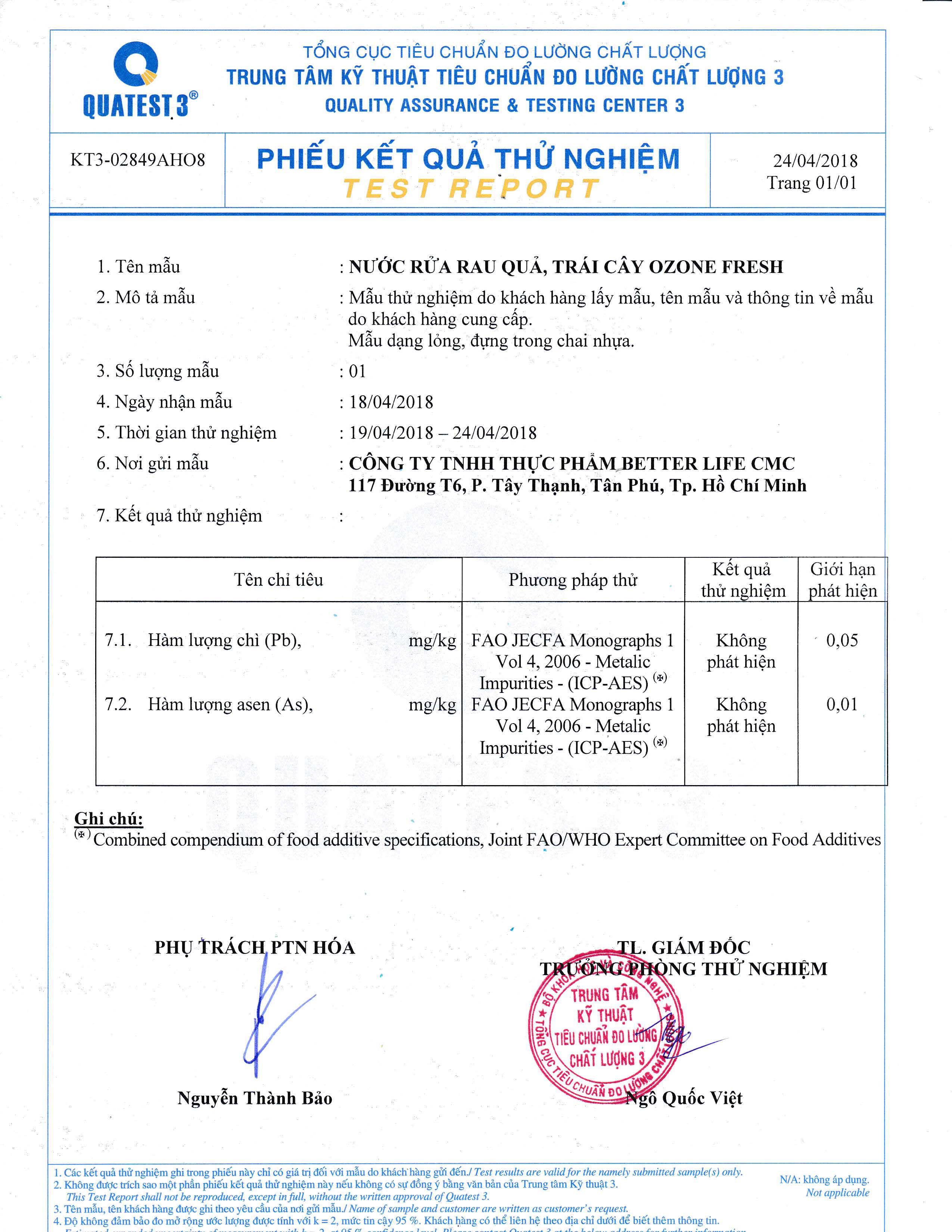 NƯỚC RỬA RAU QUẢ, TRÁI CÂY 1KG - OZONE FRESH