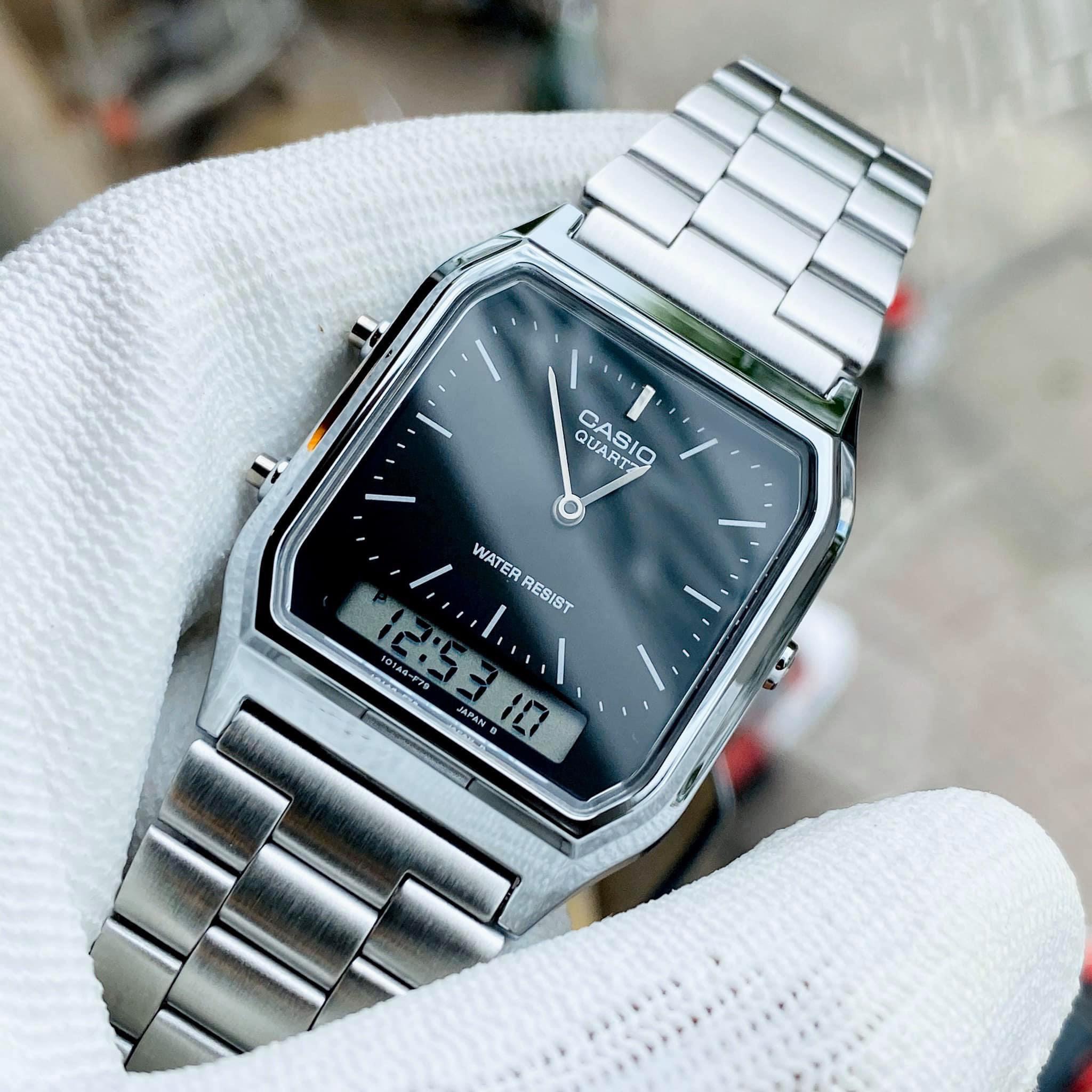 ĐỒNG HỒ NAM NỮ CASIO AQ 230A 1A MẶT ĐEN