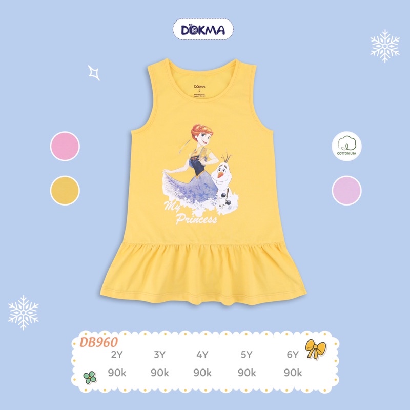 Váy ba lỗ (sát nách) bé gái Dokma chất Cotton mềm, mát(2-6y)