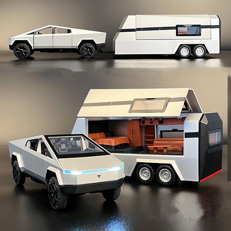 1 32 Tesla cybertruck Pickup Trailer xe hợp kim mô hình diecasts kim loại