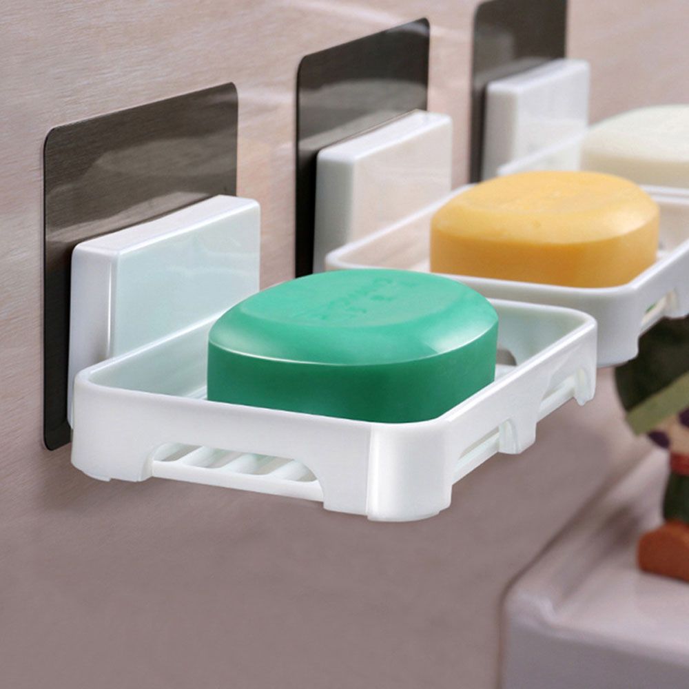 Uijiuha sáng tạo tự dính phòng tắm phụ kiện phòng tắm container kệ gắn tường Đĩa đựng xà phòng Giá đặt xà phòng giá lưu trữ