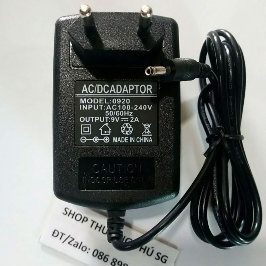 Adapter DC 9V - 2A (Đầu nhỏ - Chuẩn cắm 3.5mm X 1.35mm)