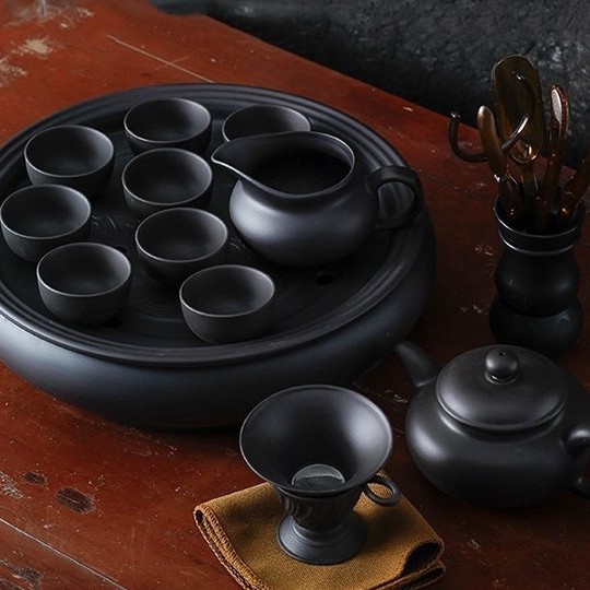 12-piece premium purple clay tea set (black red brown), cup tea set