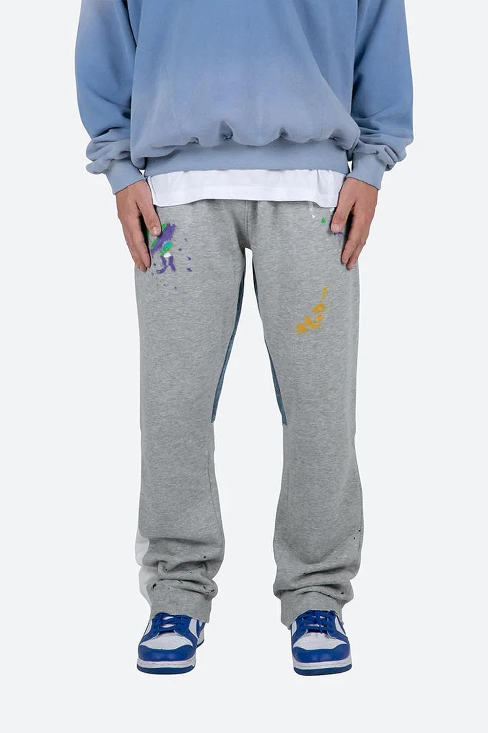 Men's Flared Sweatpants Stacked Loose Casual Sweatpants Patchwork